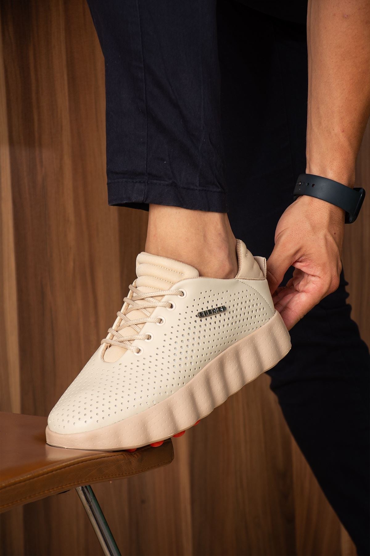 CH2631 Easy Walk Ortopedik Vegan Deri Erkek Ayakkabı - Bej