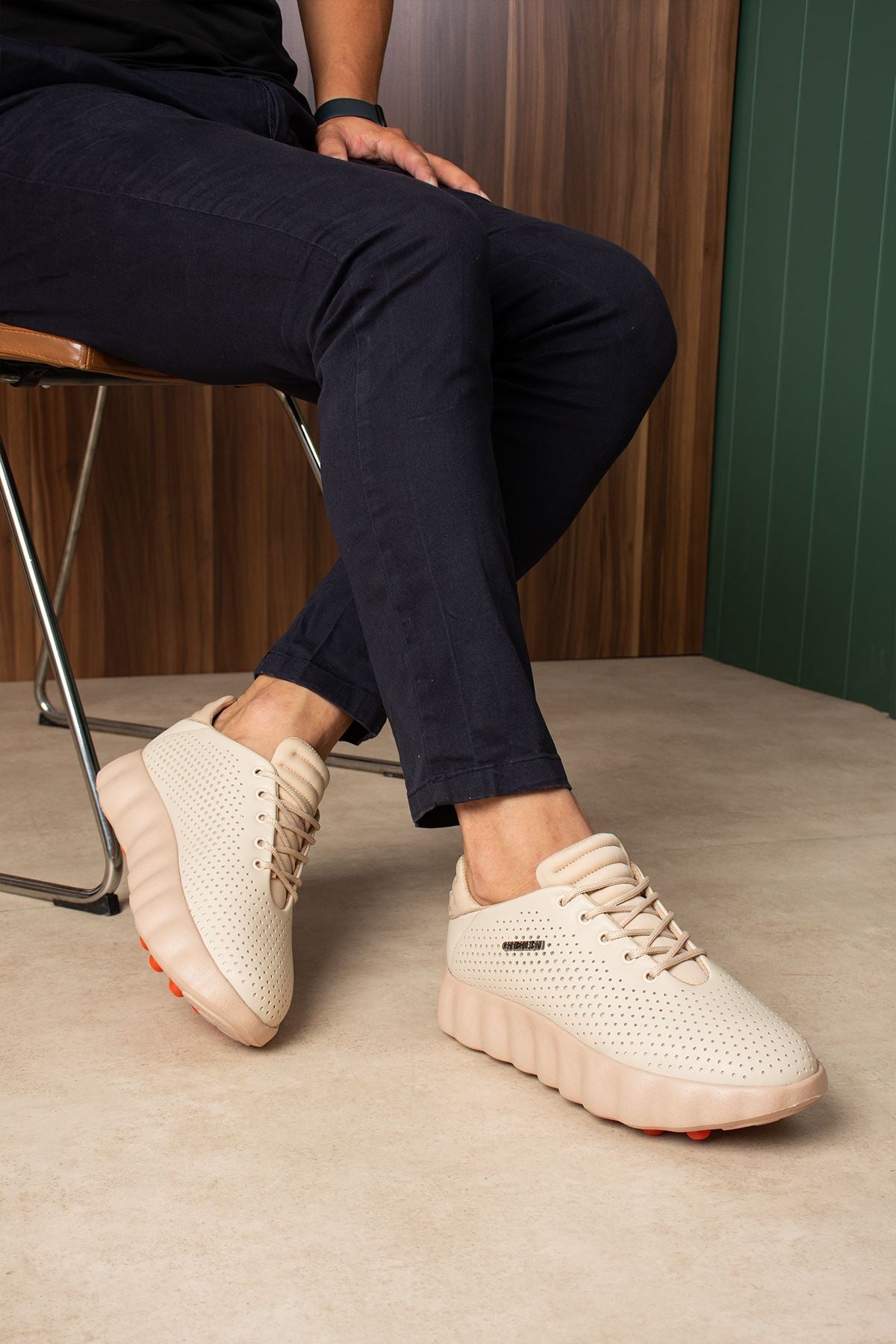 CH2631 Easy Walk Ortopedik Vegan Deri Erkek Ayakkabı - Bej