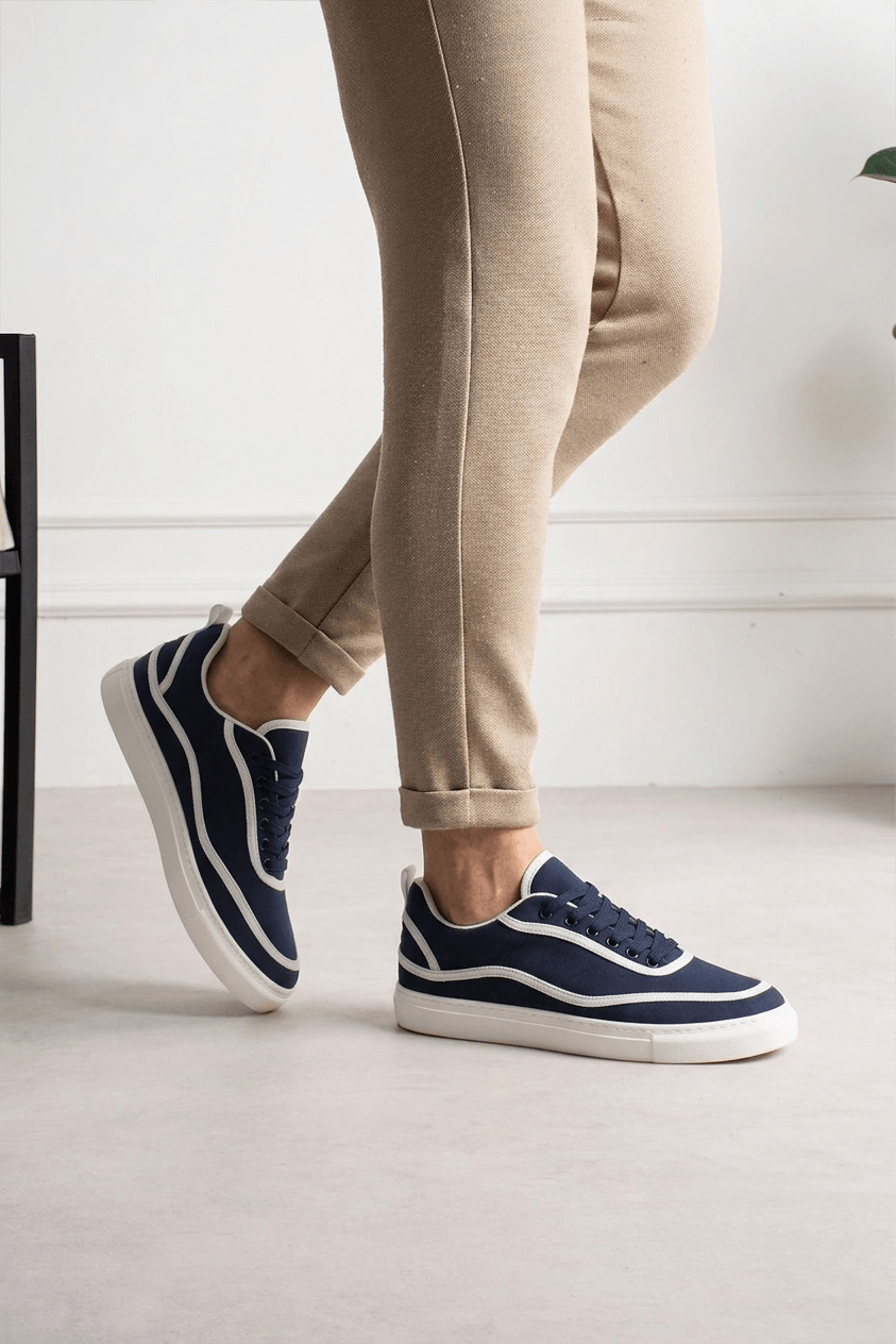 RS625 - Keten Erkek Spor Ayakkabı Lacivert Beyaz