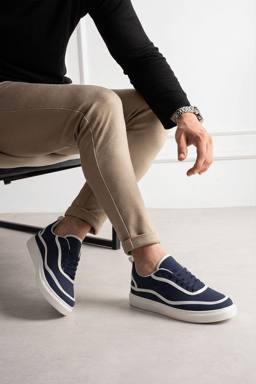 RS625 - Keten Erkek Spor Ayakkabı Lacivert Beyaz